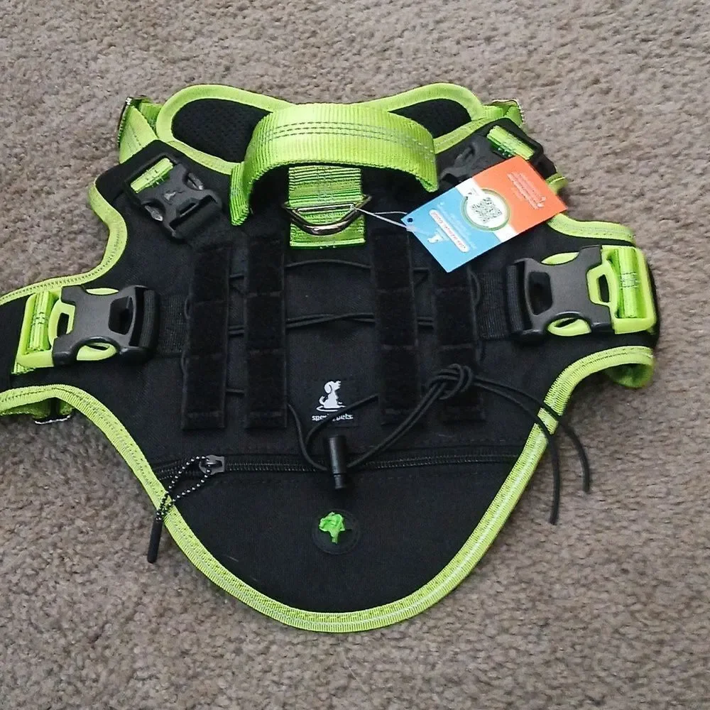 No Pull Dog Harness  Heavy Duty Dog Harness with Handle and Poop Bag Holder Sz M
